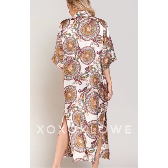 POL Paisley & Medallion Print Kimono Satin Relaxed Fit - Picture 5 of 13